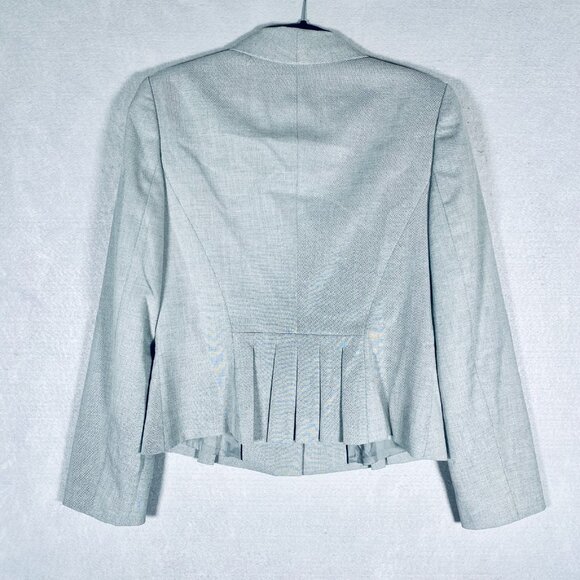 Calvin Klein Skirt Suit Womens 8 Gray Wool Blend 2 Piece Blazer Ruffle Pencil - Picture 7 of 16